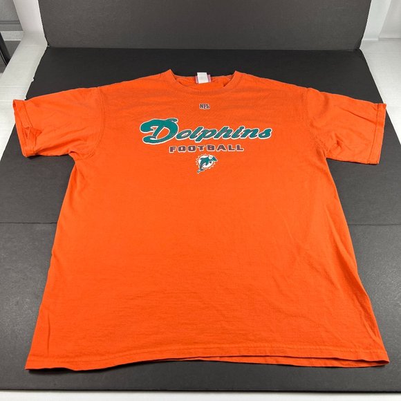 Y2K Miami Dolphins NFL Football Shirt Adult Large Orange Faded Short Sleeve Tee - Picture 1 of 11